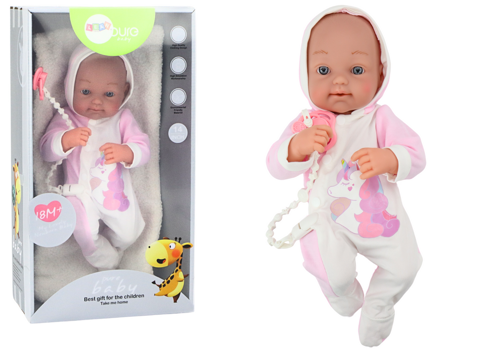 Panenka miminko se smočkem v jednorožcovém body s dečkou 35 cm
