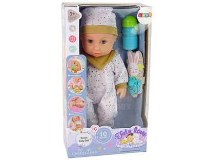 Panenka miminko se zvuky – s dudlíkem bílé pyžamo 38cm
