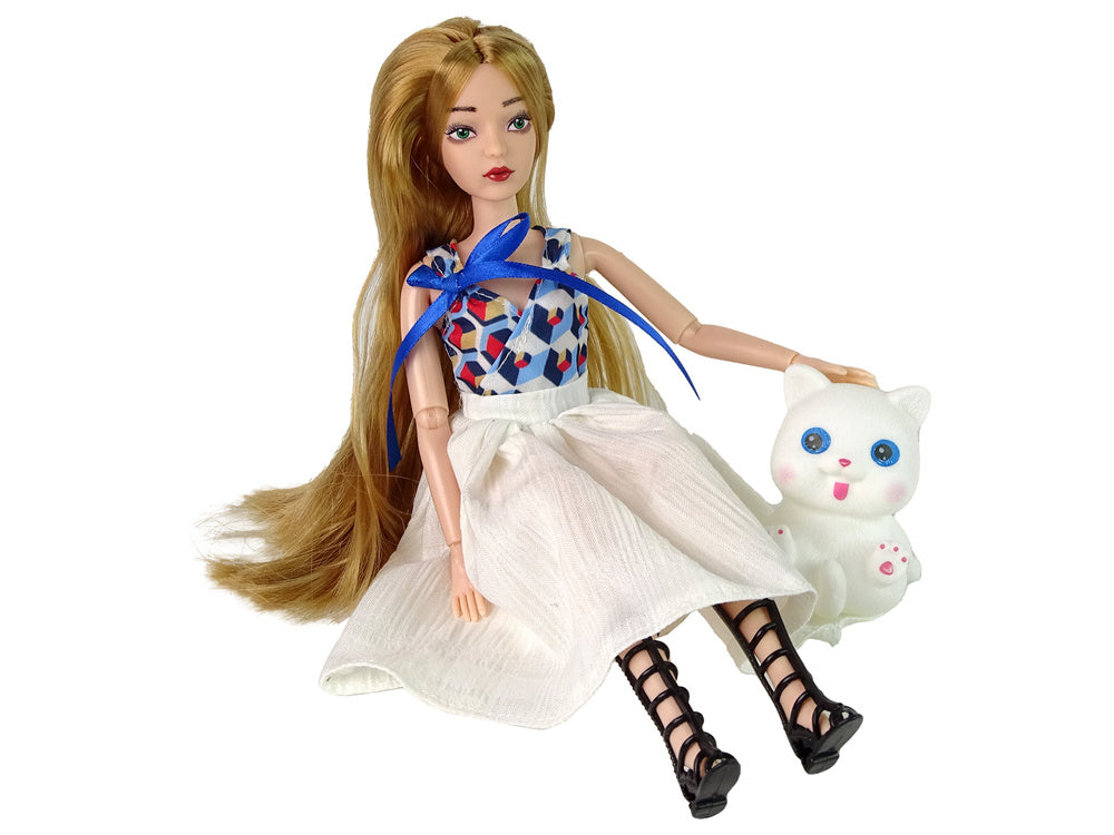 Panenka s kotětem dlouhé hnědé vlasy Emily 29 cm