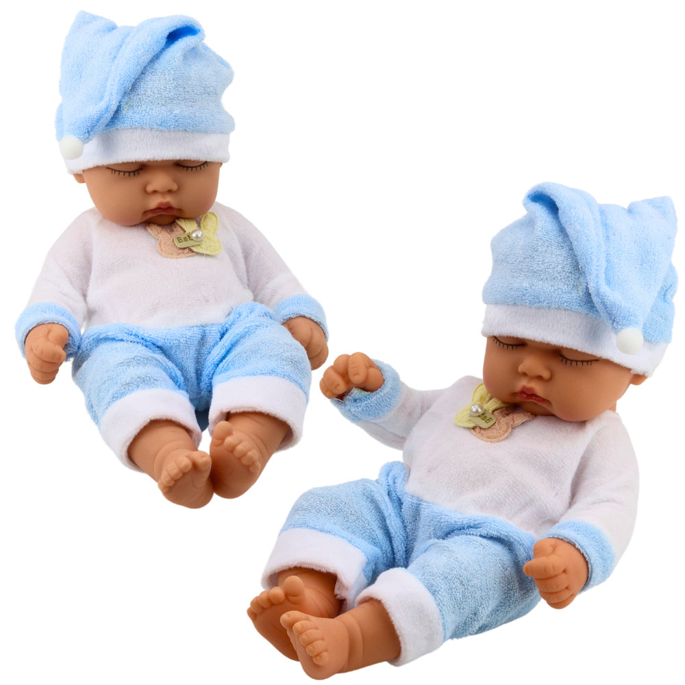 Panenka spící miminko – modrá pyžamka s čepičkou 24 cm
