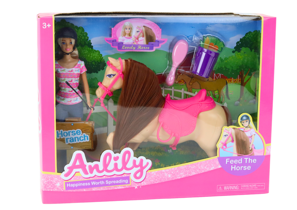 Panenka žokejka s koněm a příslušenstvím – Anlily