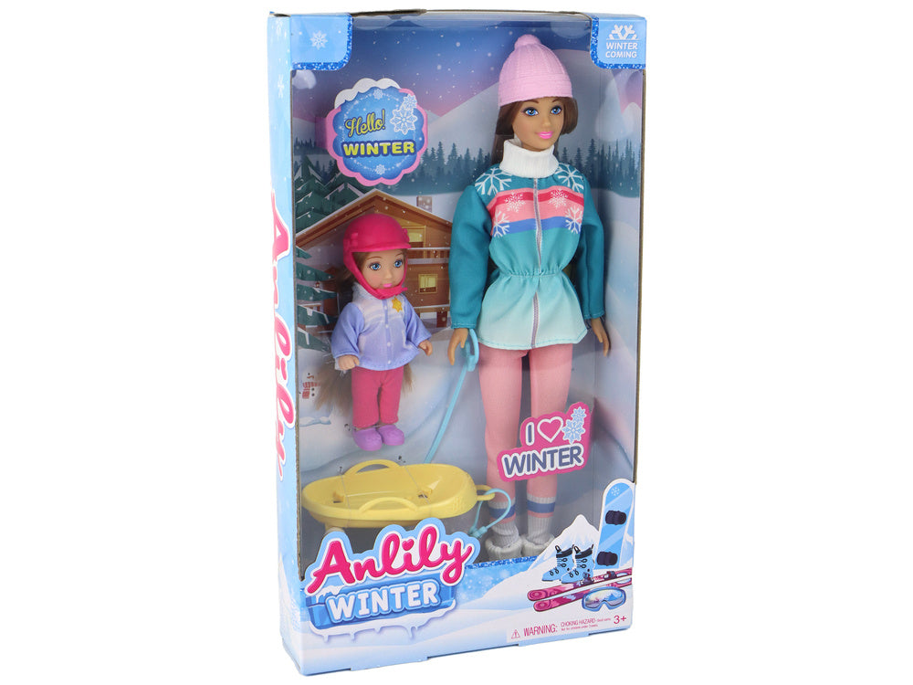 Panenky mama s dcerou na saních zimní set – Anlily