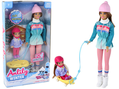 Panenky mama s dcerou na saních zimní set – Anlily