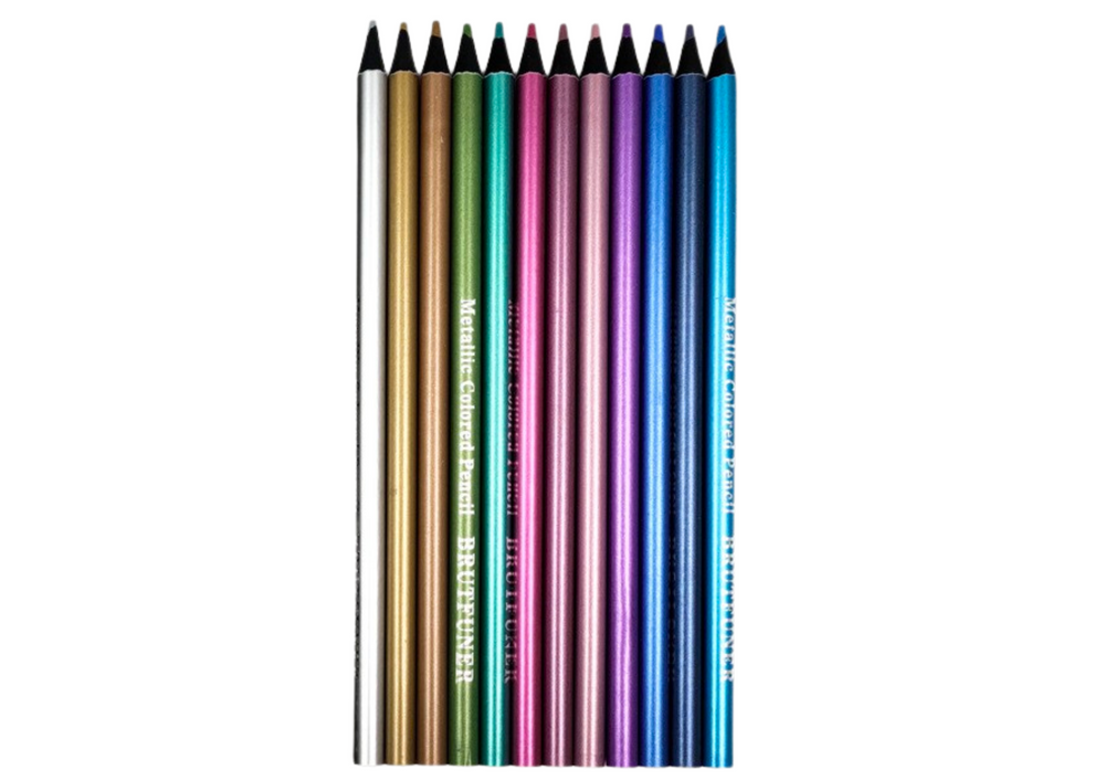 Pastelky metalické kulaté měkké sada 12 kusů