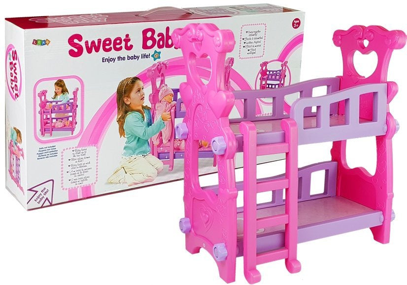 Patrová postýlka pro panenky s bariérkami růžová