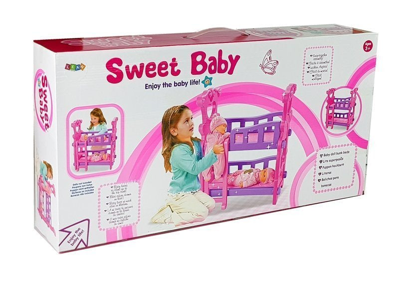 Patrová postýlka pro panenky s bariérkami růžová