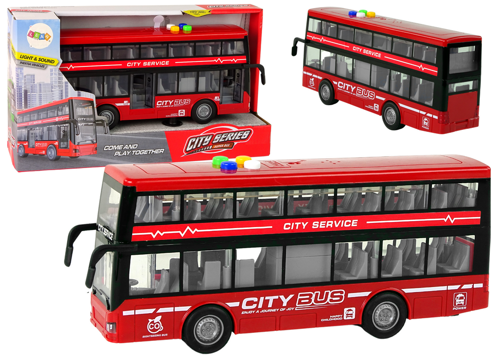 Patrový autobus na baterie – se světly a zvuky 1:16 | červený