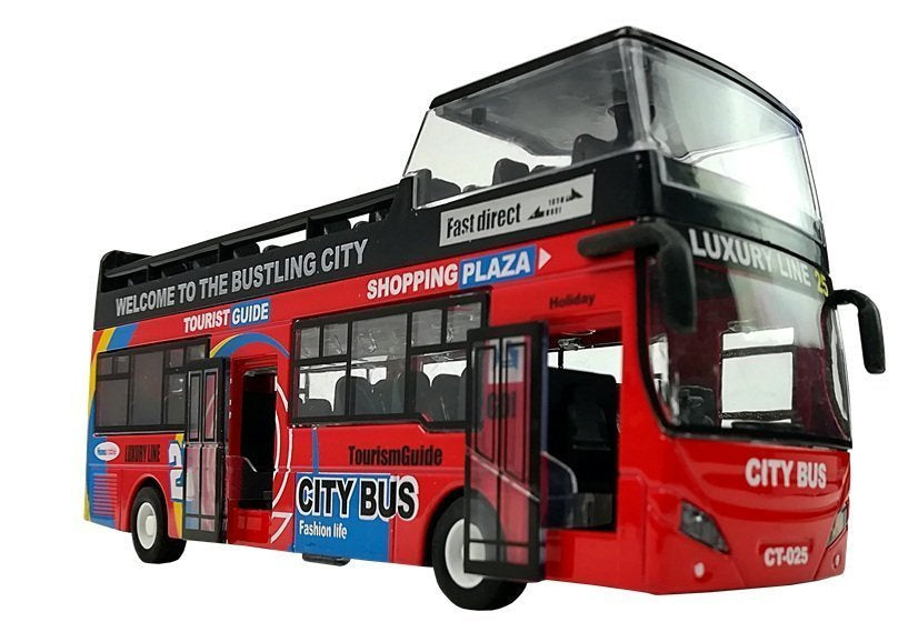 Patrový autobus se zvukem 1:32 otvírací dveře červený