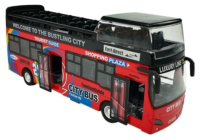 Patrový autobus se zvukem 1:32 otvírací dveře červený