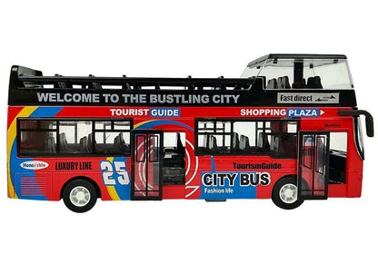 Patrový autobus se zvukem 1:32 otvírací dveře červený