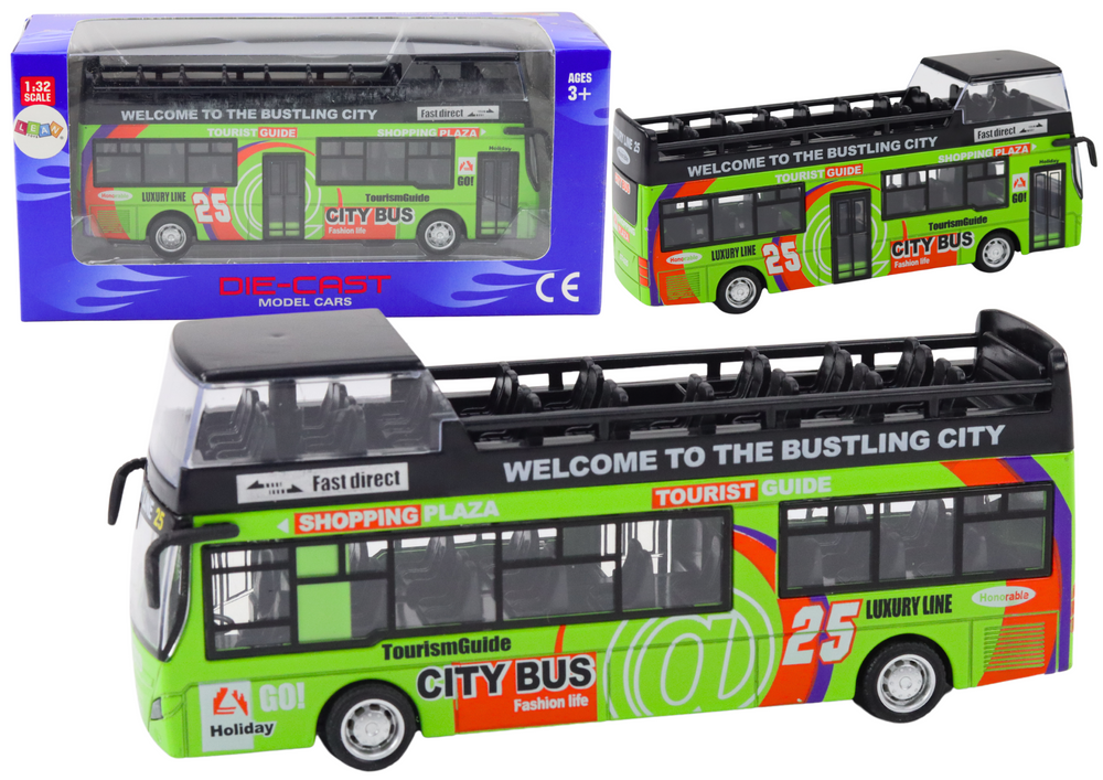 Patrový autobus turistický 1:32 – otvírací dveře | zelený