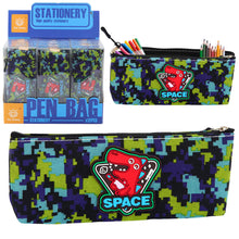 Penál kosmický dinosaurus pixelový styl modrý zelený 20x8cm