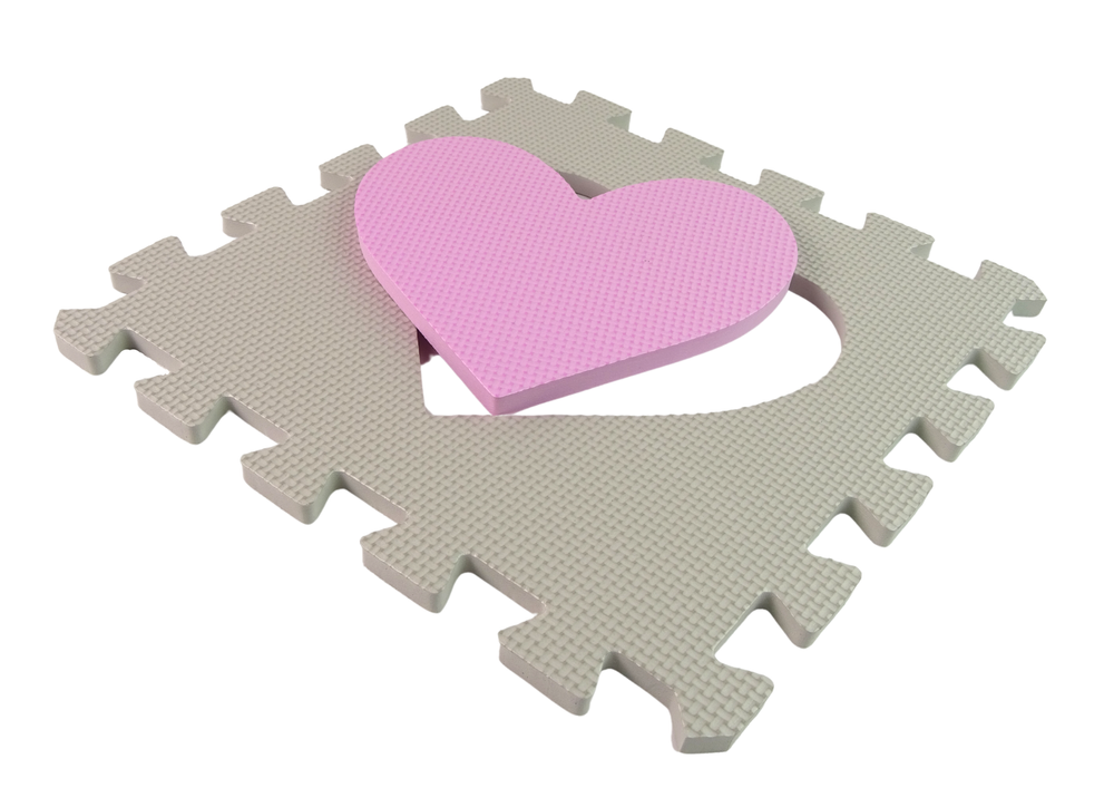 Pěnová edukační puzzle podložka pro miminka šedo-růžová 25 dílů