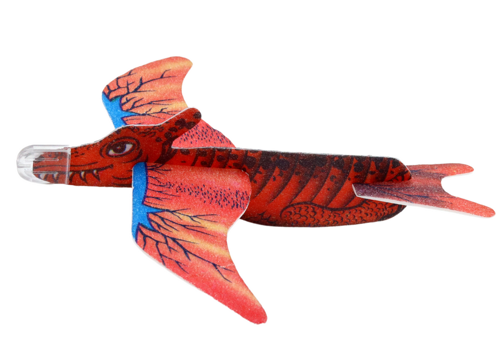 Pěnové letadlo dinosaurus – 4 díly 18,5 cm | červené