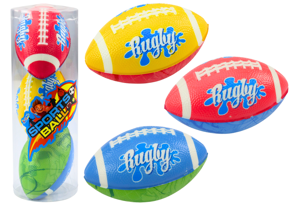 Pěnové míčky na rugby sada 3 kusy barevné