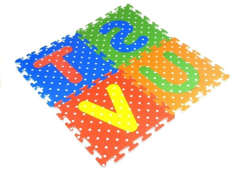 Pěnové puzzle abeceda a číslice – 36 dílků barevné