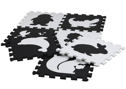 Pěnové puzzle mata EVA černobílá – kontrastní 19 dílů