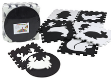 Pěnové puzzle mata EVA černobílá – kontrastní 19 dílů