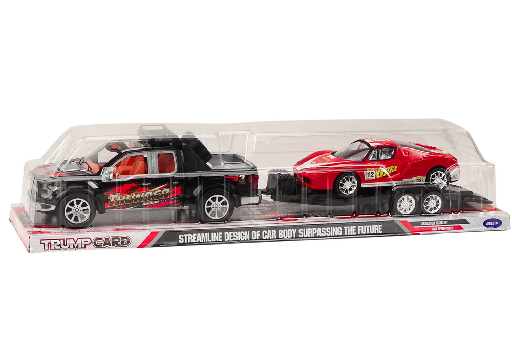 Pickup s návěsem a sportovním autem – třecí pohon | 60 cm