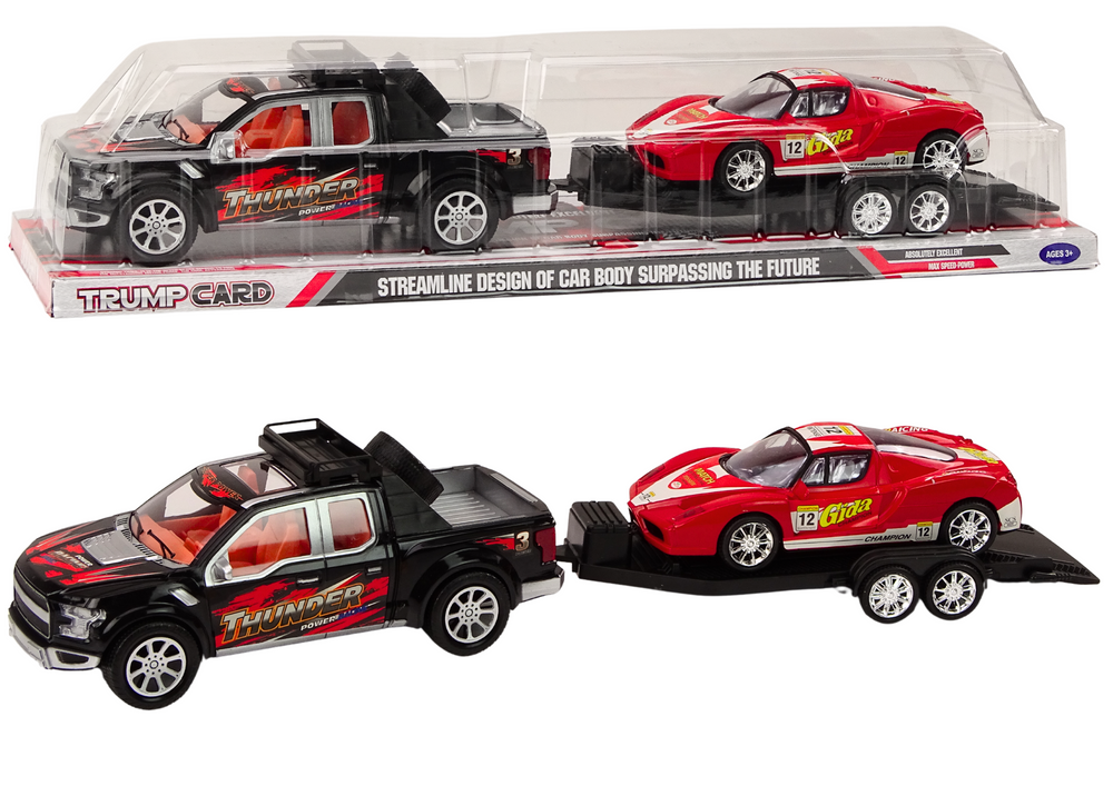 Pickup s návěsem a sportovním autem – třecí pohon | 60 cm