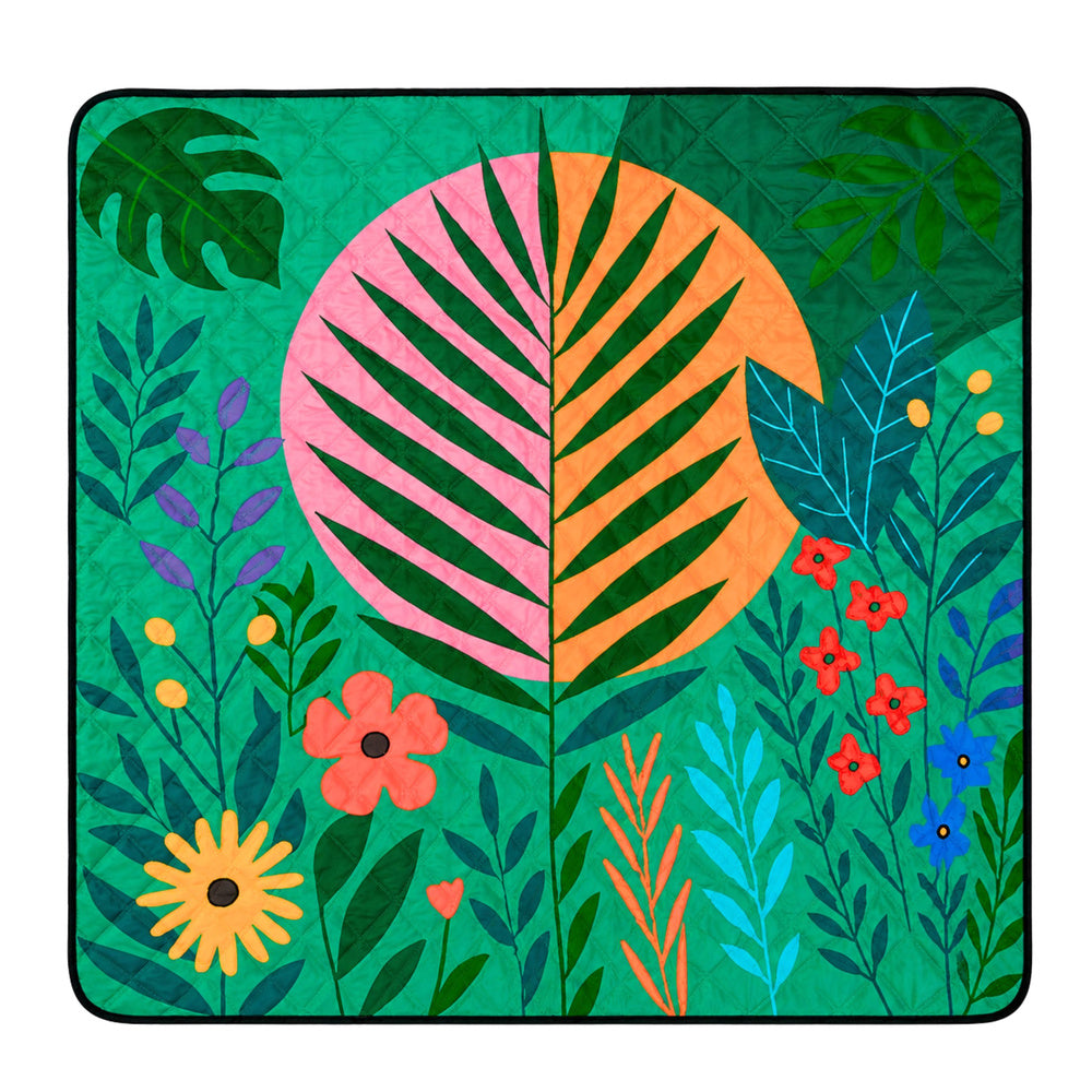 Pikniková deka s rostlinným motivem 100×150 cm – barevná