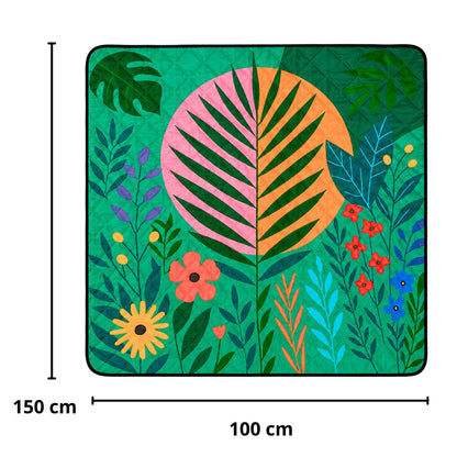 Pikniková deka s rostlinným motivem 100×150 cm – barevná