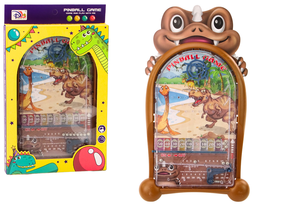Pinball hra s dinosaury a stojanem hnědá