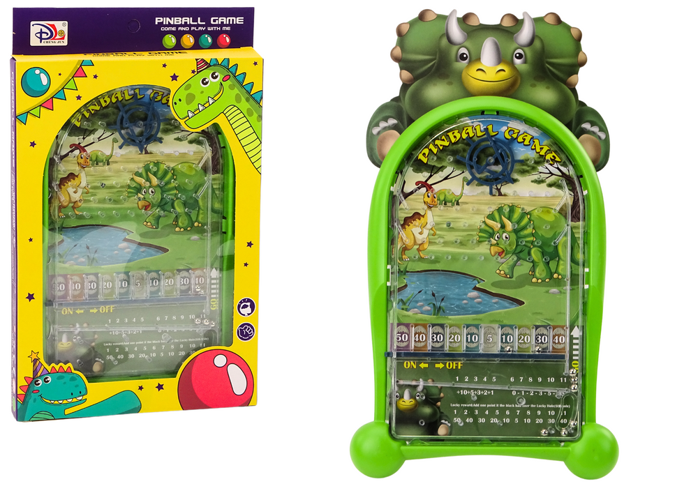 Pinball hra s dinosaury a stojanem zelená