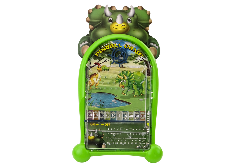 Pinball hra s dinosaury a stojanem zelená