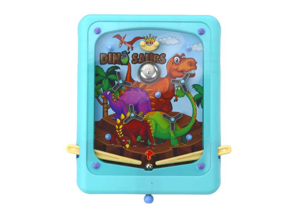 Pinball hra s dinosaury – modrá s páčkami | dětská hra