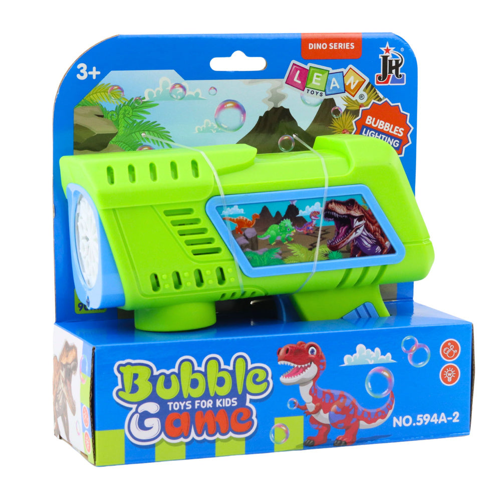 Pistole na mýdlové bubliny s LED – dinosaury zelená