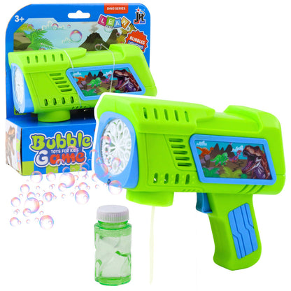 Pistole na mýdlové bubliny s LED – dinosaury zelená
