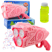 Pistole na mýdlové bubliny s LED světly – růžová baterie