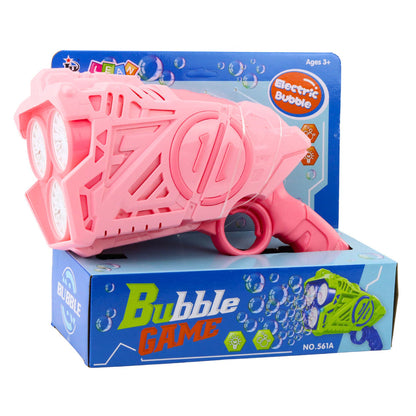 Pistole na mýdlové bubliny s LED světly – růžová baterie