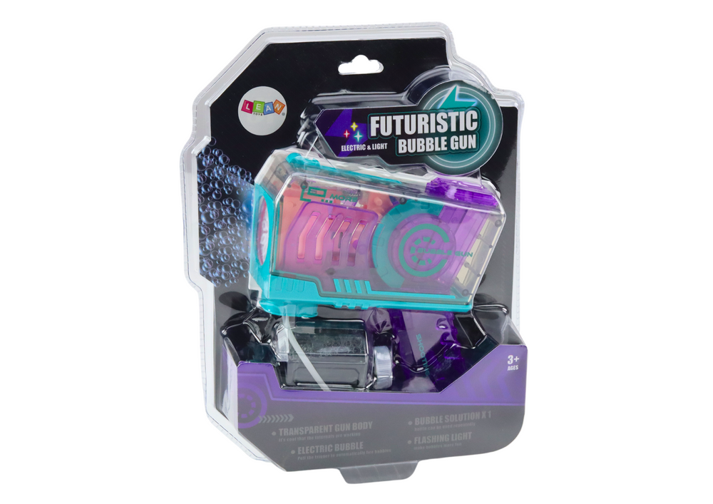Pistole na mýdlové bubliny se světly a tekutinou fialová