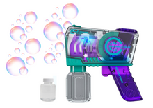 Pistole na mýdlové bubliny se světly a tekutinou fialová