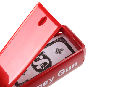 Pistole na peníze střílející bankovky – Money Gun | červená
