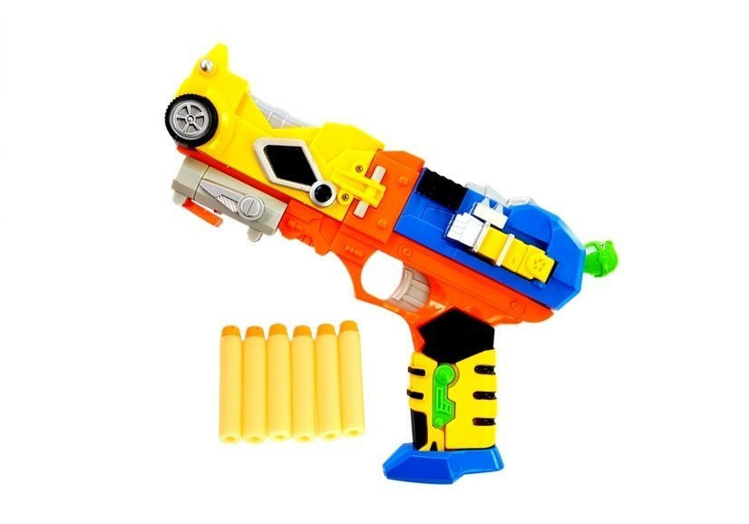 Pistole na pěnové šipky 2v1 robot s maskou a 6 šipkami