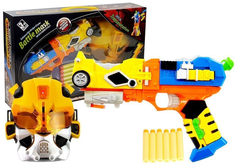 Pistole na pěnové šipky 2v1 robot s maskou a 6 šipkami