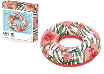 Plavací kruh srdce s palmami 119 cm – růžový | Bestway
