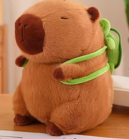 Plyšová kapybara s batohem 26cm – měkký mazlíček zelený