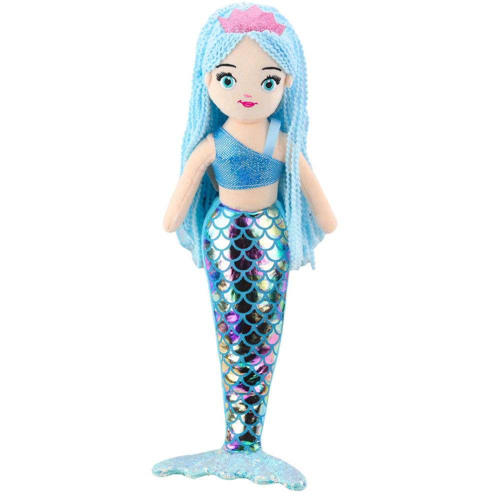 Plyšová mořská panna modrá 48cm – holografický ocas