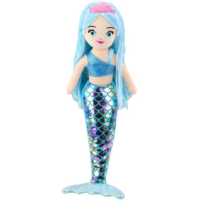 Plyšová mořská panna modrá 48cm – holografický ocas