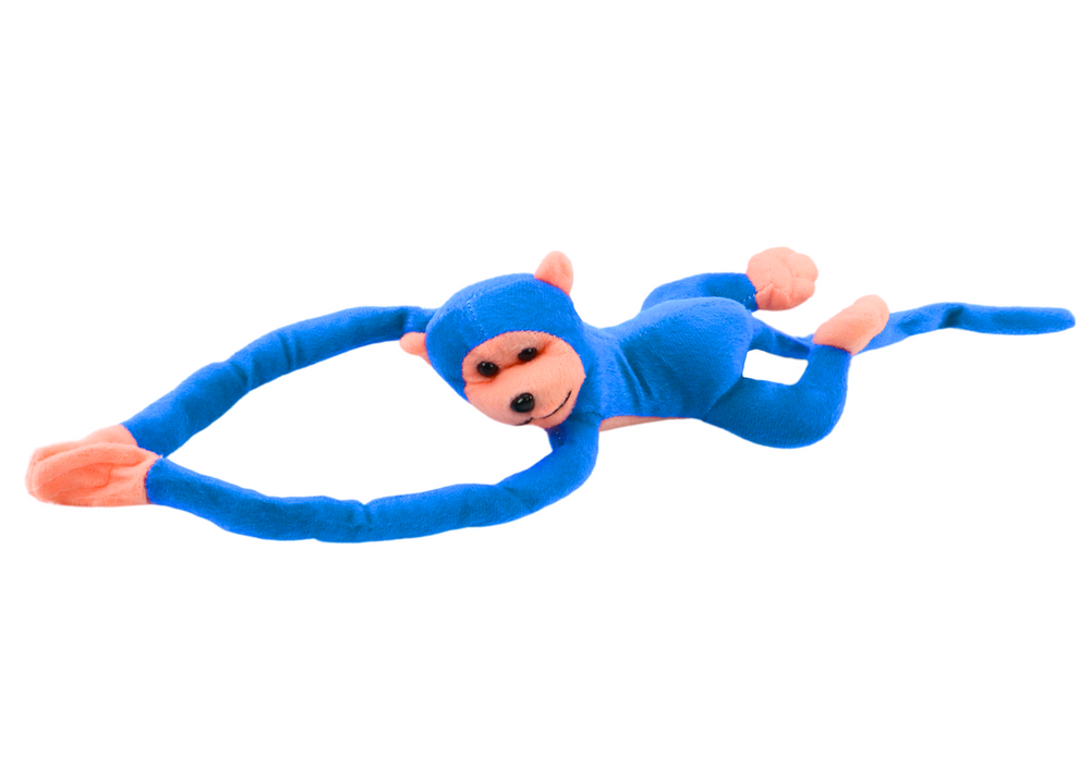 Plyšová opička se zvukem a suchými zipy 60 cm modrá