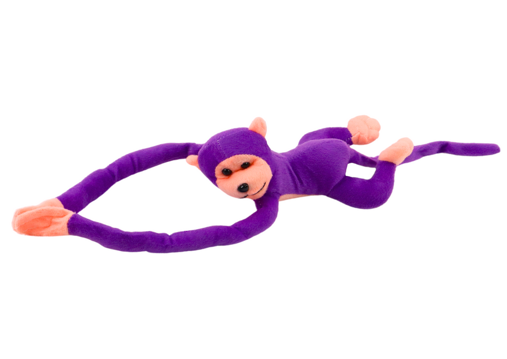 Plyšová opička se zvukem a suchými zipy 80 cm fialová