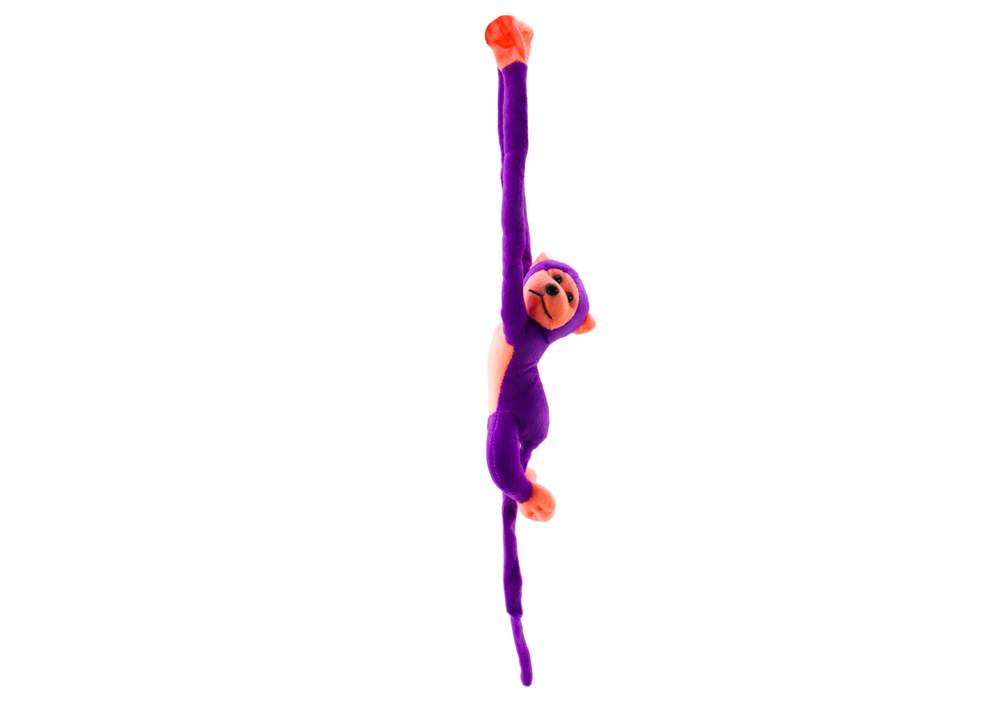 Plyšová opička se zvukem a suchými zipy 80 cm fialová