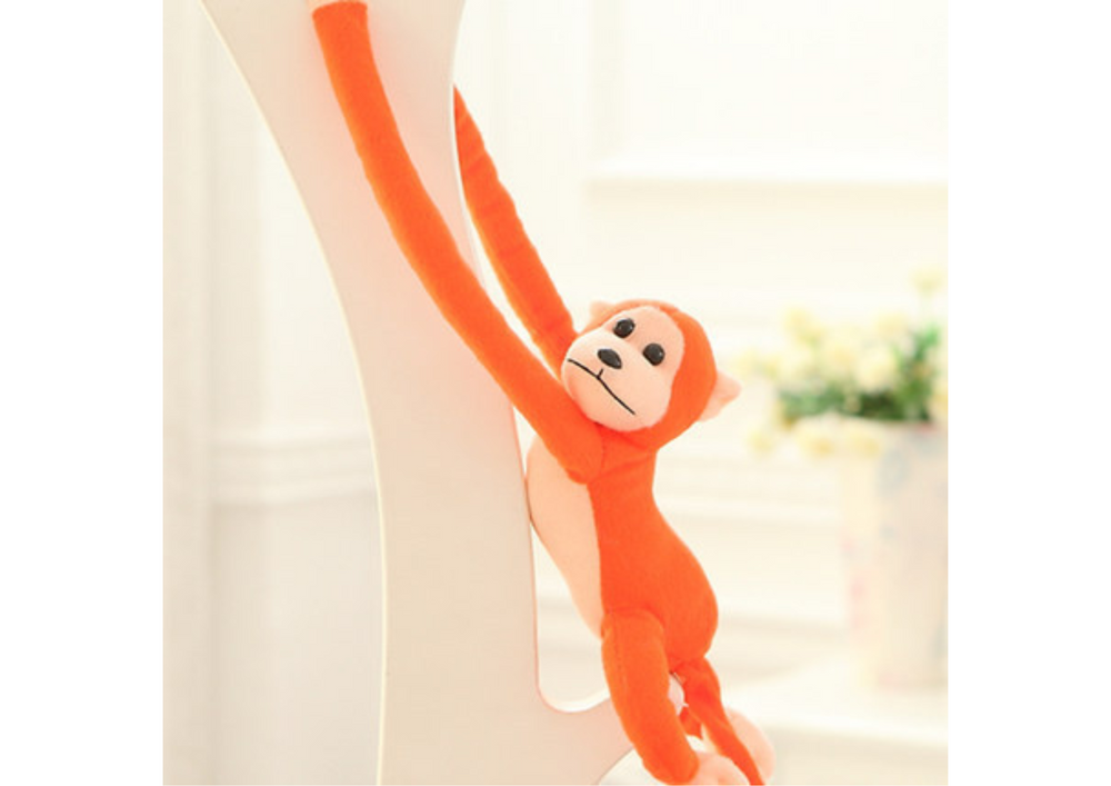 Plyšová opička se zvukem a suchými zipy 80 cm oranžová