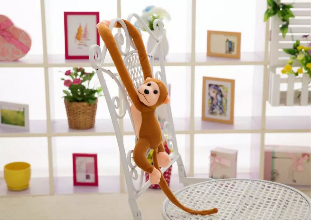 Plyšová opička se zvukem a suchými zipy 80 cm tmavě hnědá