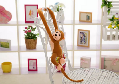 Plyšová opička se zvukem a suchými zipy 80 cm tmavě hnědá