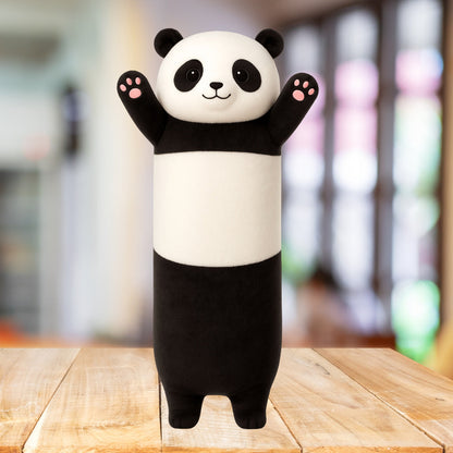 Plyšová panda polštář válec 70 cm bílo černá s růžovými detaily